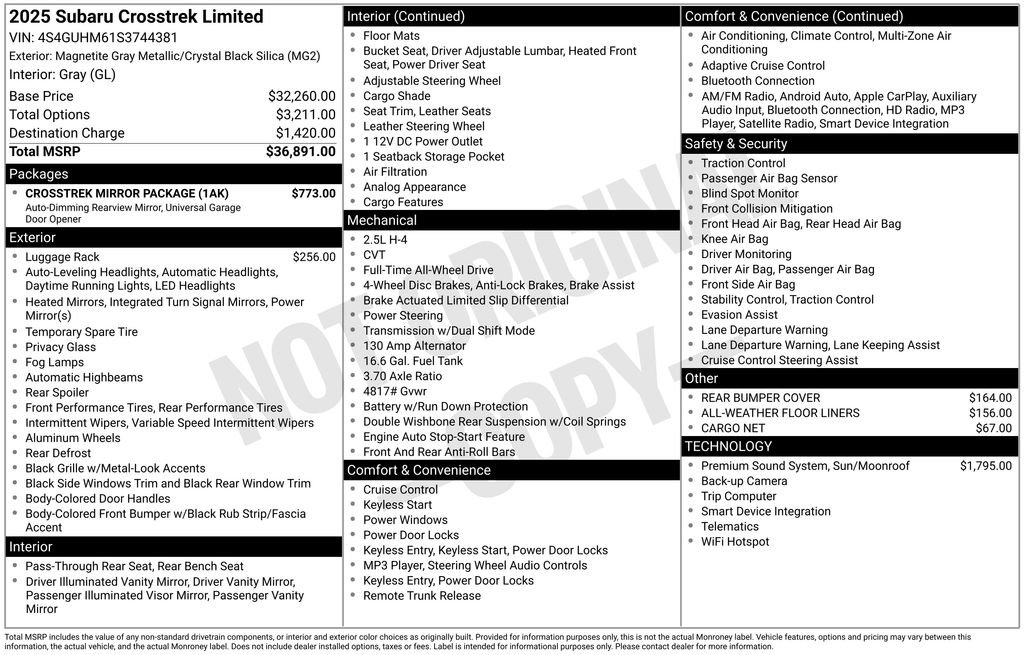 Certified 2025 Subaru Crosstrek 2.5i Limited w/ Crosstrek Mirror Package image 46