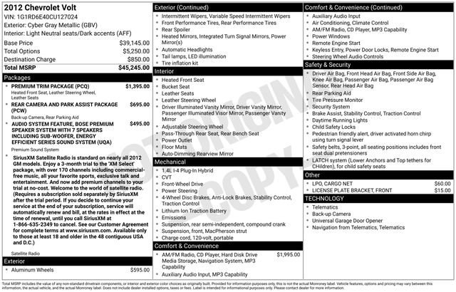 Used 2012 Chevrolet Volt Premium w/ Premium Trim Package FWD image 20