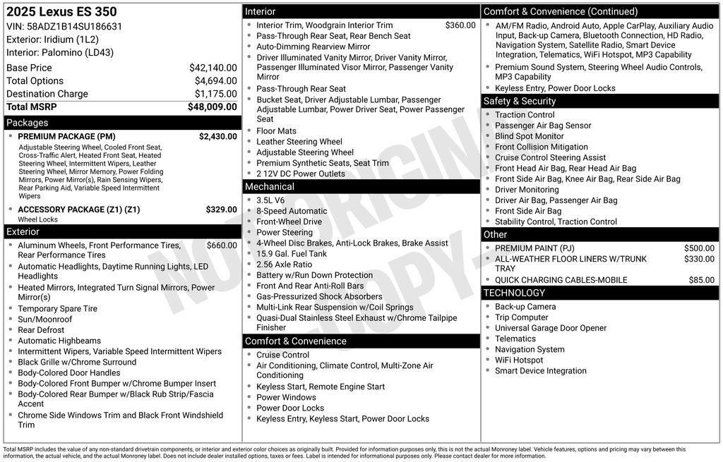Used 2025 Lexus ES 350 w/ Premium Package image 11