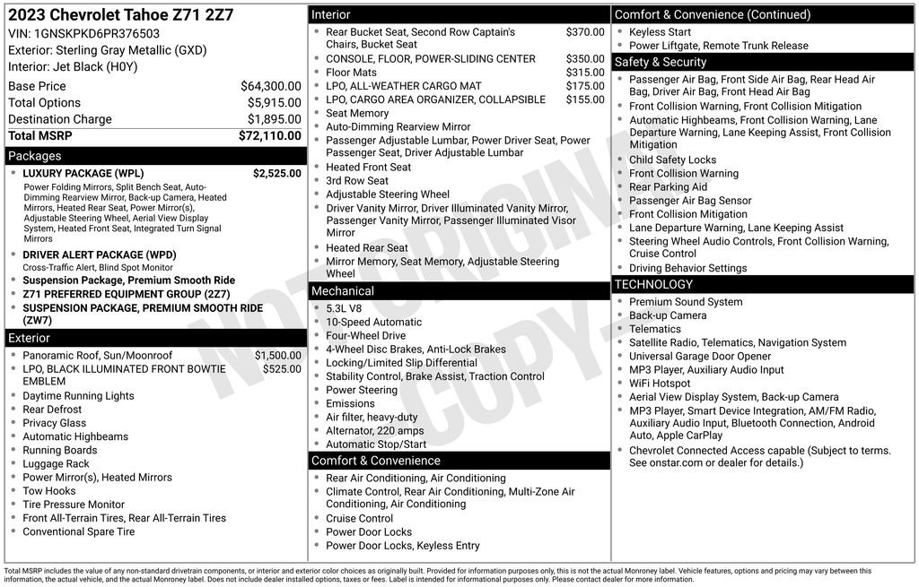 Used 2023 Chevrolet Tahoe Z71 w/ Luxury Package AWD/4WD image 41
