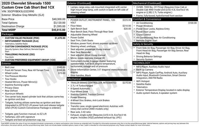Used 2020 Chevrolet Silverado 1500 Custom w/ Custom Value Package AWD/4WD image 2