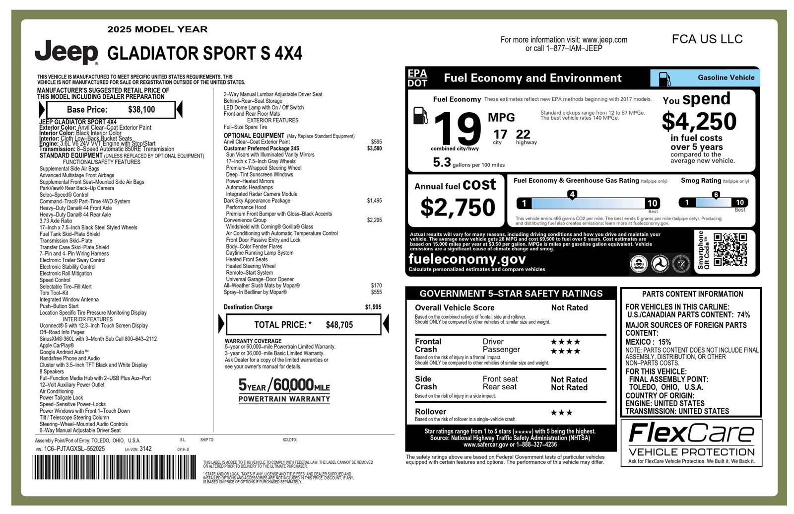 New 2025 Jeep Gladiator Sport AWD/4WD image 22