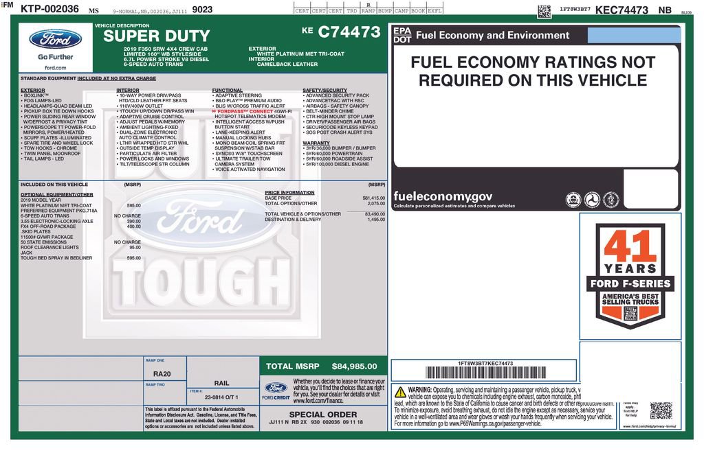 Used 2019 Ford F350 Limited w/ FX4 Off-Road Package image 47