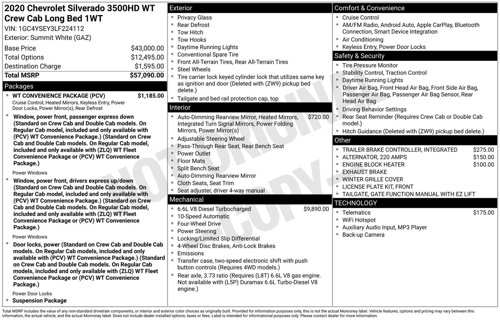 Used 2020 Chevrolet Silverado 3500 W/T w/ WT Convenience Package image 8