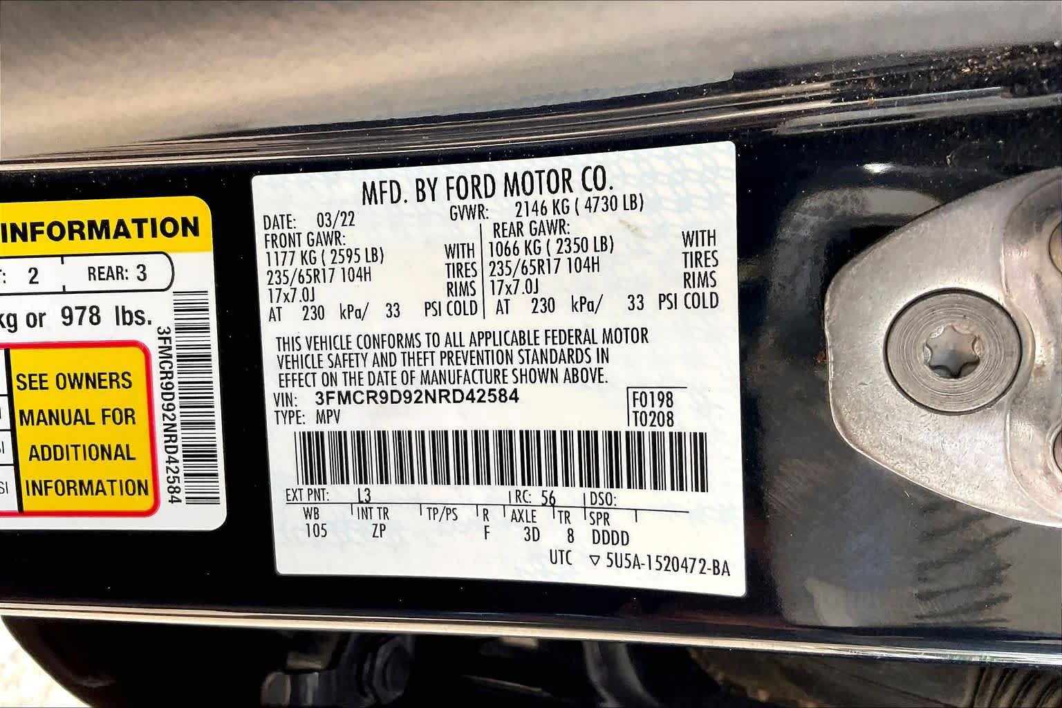 Used 2022 Ford Bronco Sport Badlands w/ Premium Package AWD/4WD image 31