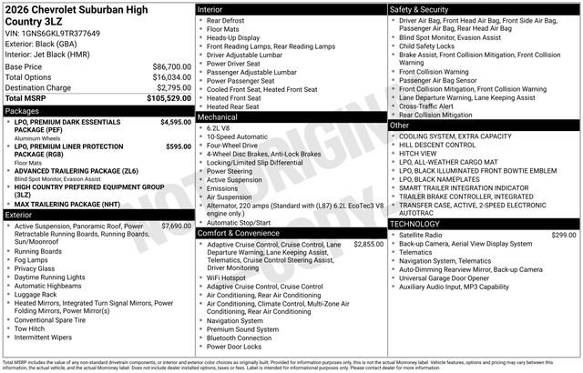 New 2026 Chevrolet Suburban High Country AWD/4WD image 3