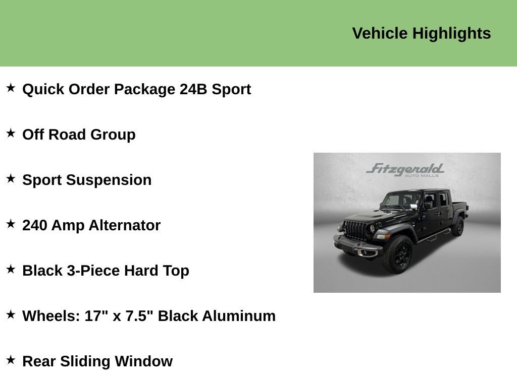 Used 2023 Jeep Gladiator Sport w/ Off Road Group AWD/4WD image 9