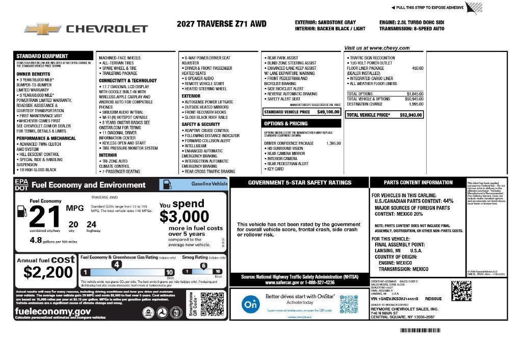 New 2027 Chevrolet Traverse Z71 w/ Driver Confidence Package AWD/4WD image 3