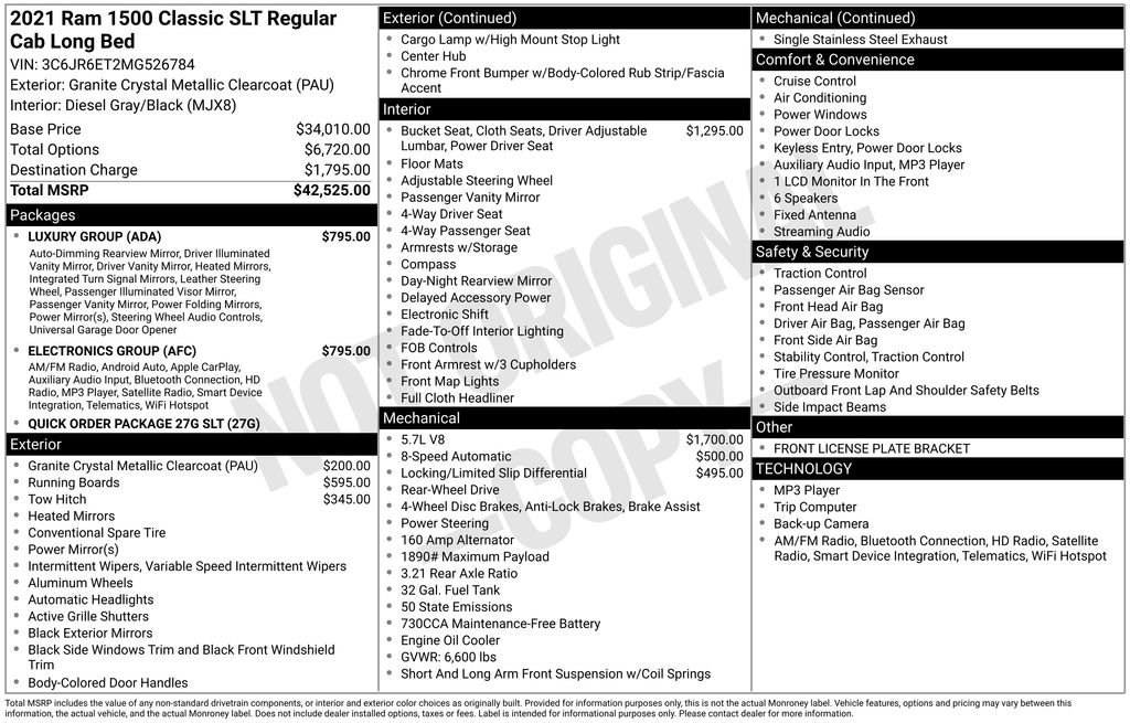 Used 2021 RAM 1500 Classic SLT w/ Electronics Group RWD image 15