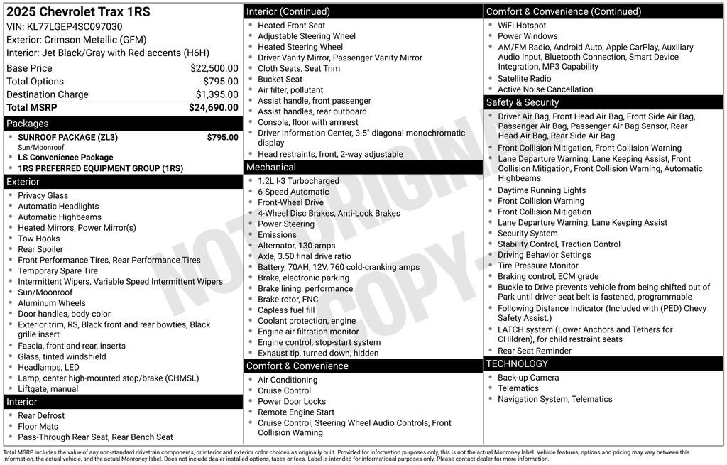 Certified 2025 Chevrolet Trax RS w/ Sunroof Package image 6