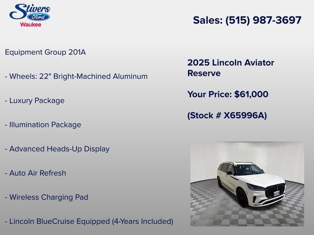 Certified 2025 Lincoln Aviator Reserve w/ Equipment Group 201A AWD/4WD image 8