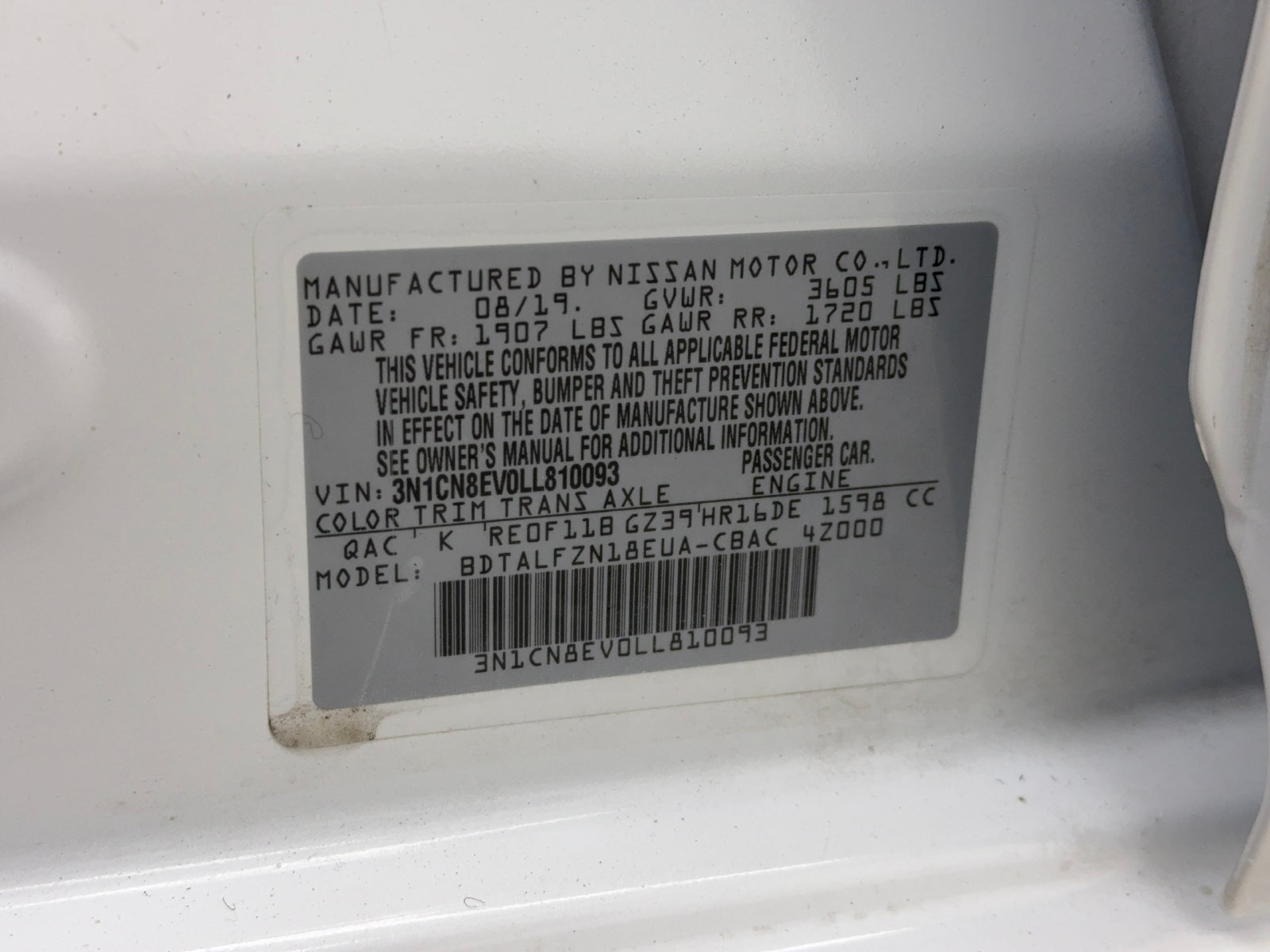 Used 2020 Nissan Versa SV FWD image 55