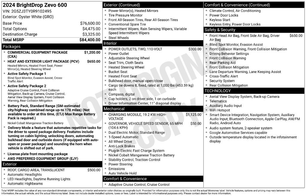 Used 2024 Chevrolet Brightdrop 600 w/ Commercial Equipment Package AWD/4WD image 2
