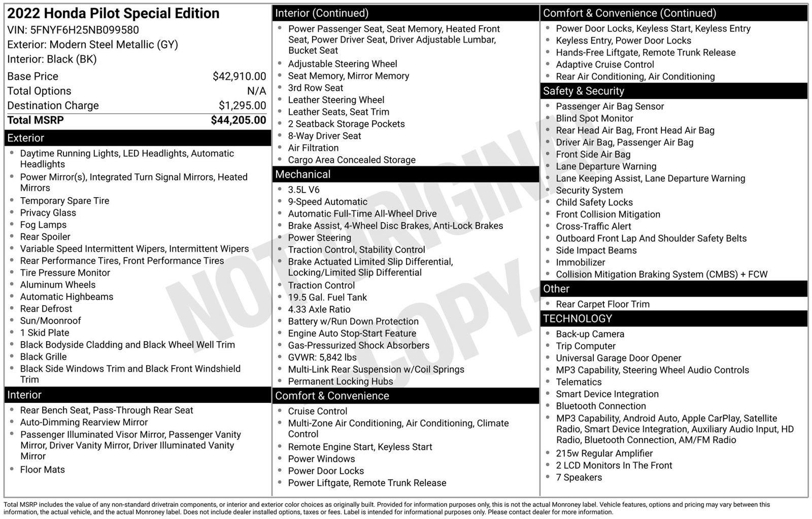 Used 2022 Honda Pilot Special Edition image 3