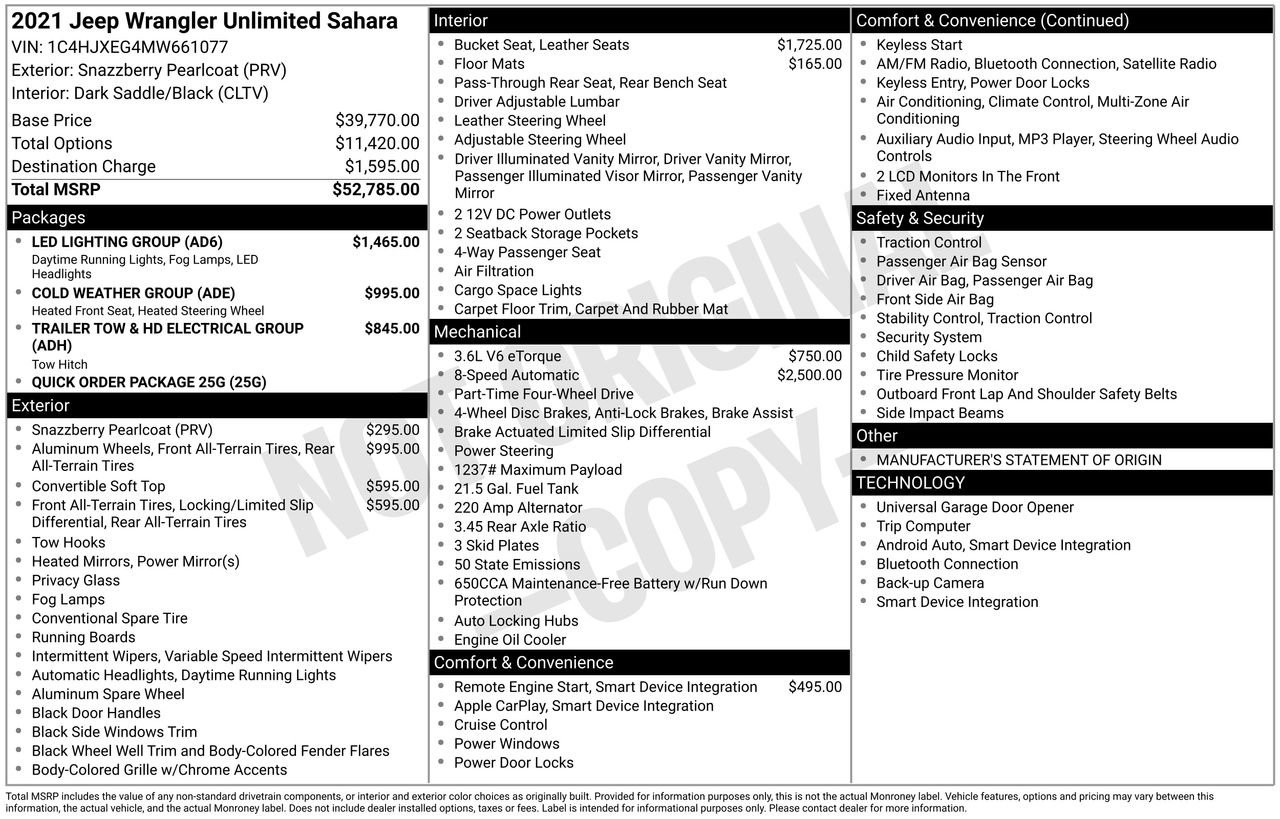 Used 2021 Jeep Wrangler Unlimited Sahara w/ LED Lighting Group image 37