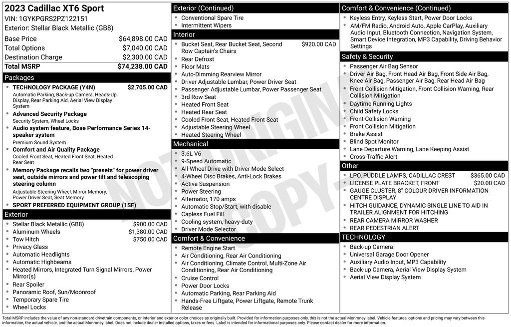 Certified 2023 Cadillac XT6 Sport w/ Technology Package AWD/4WD image 4