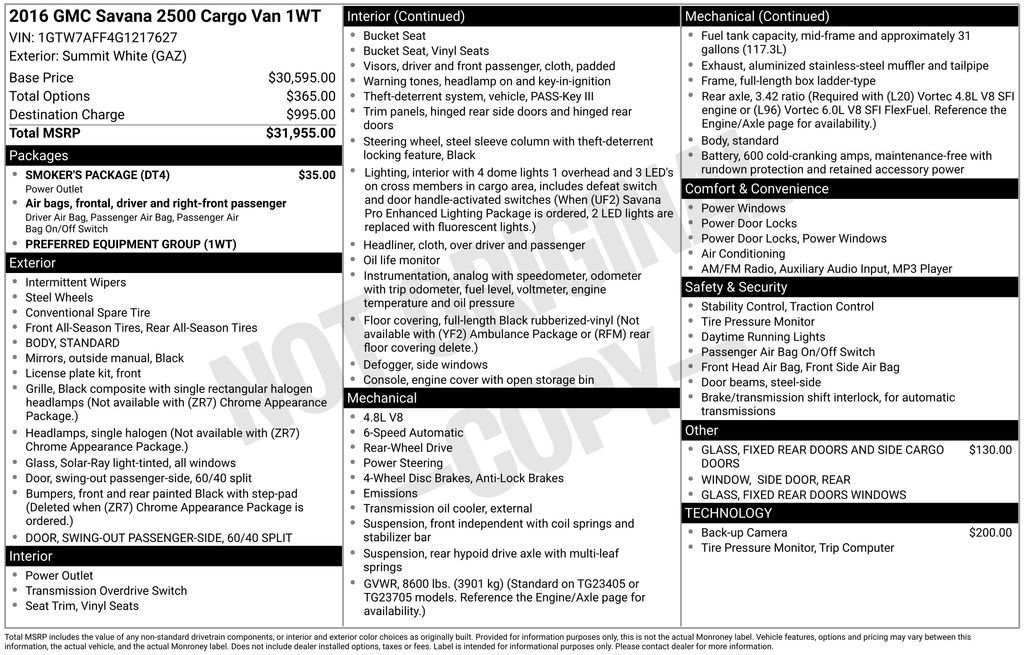 Used 2016 GMC Savana 2500 image 2