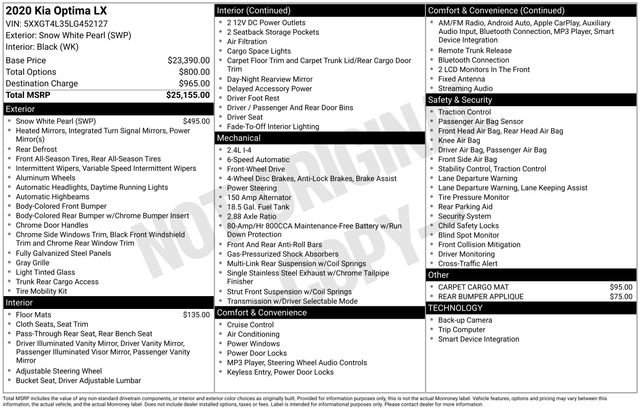 Used 2020 Kia Optima LX image 35
