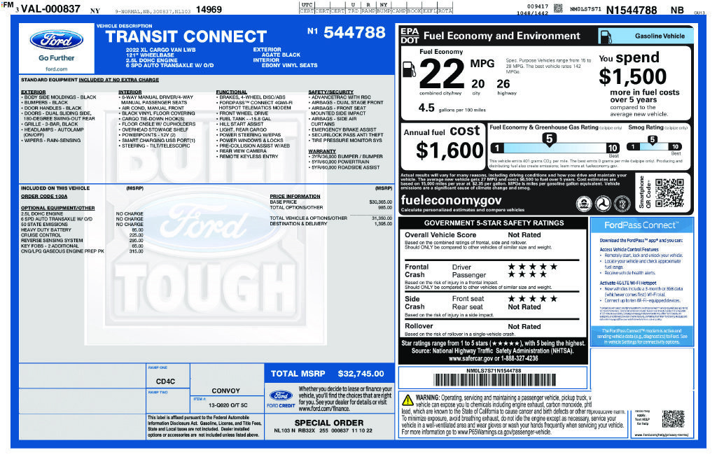 Used 2022 Ford Transit Connect XL w/ CNG/LPG Engine Prep Package FWD image 17