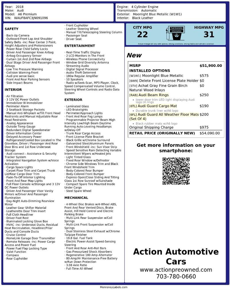 Used 2018 Audi A6 2.0T Premium AWD/4WD image 2