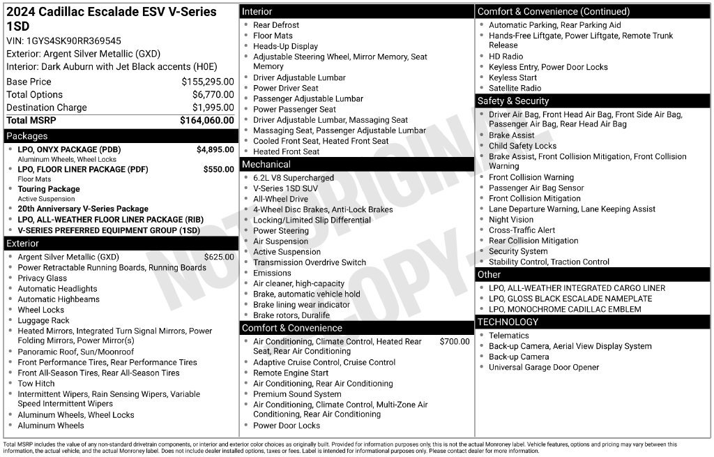 Used 2024 Cadillac Escalade ESV V w/ LPO, ONYX Package AWD/4WD image 26