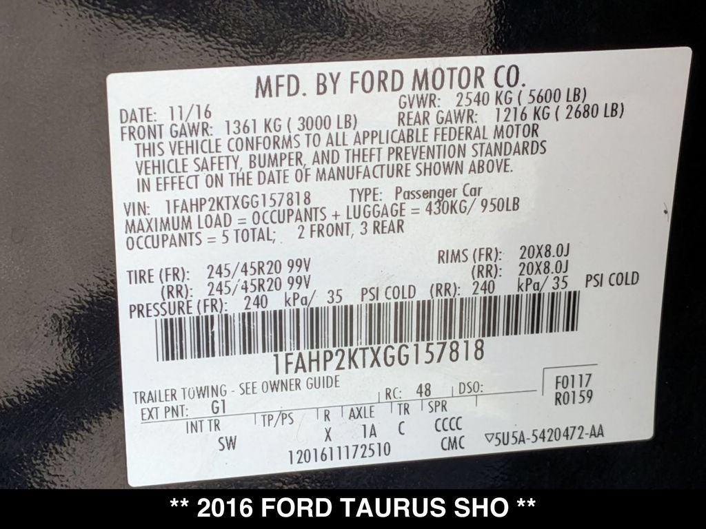 Used 2016 Ford Taurus SHO AWD/4WD image 28