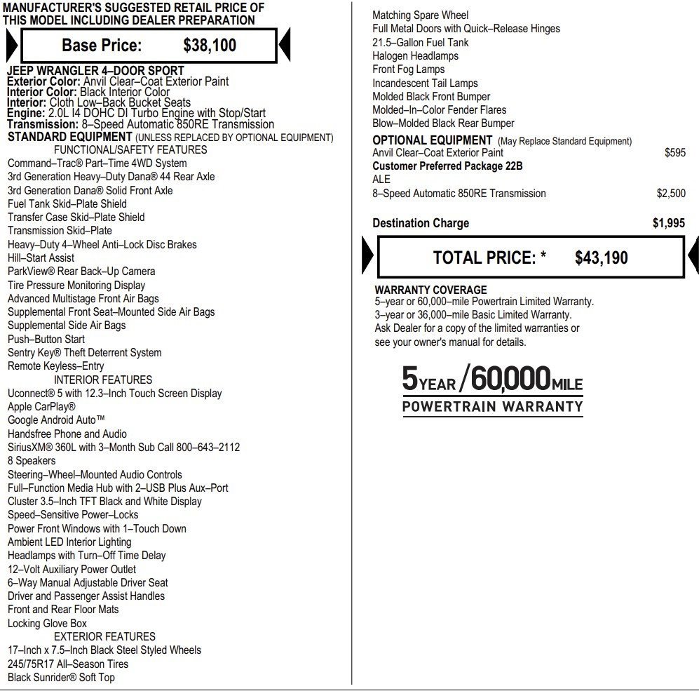 New 2026 Jeep Wrangler Sport image 2