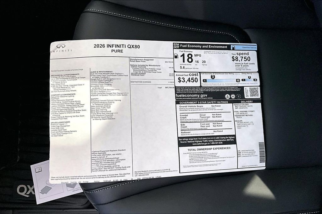 New 2026 INFINITI QX80 Pure w/ Cargo Package image 43