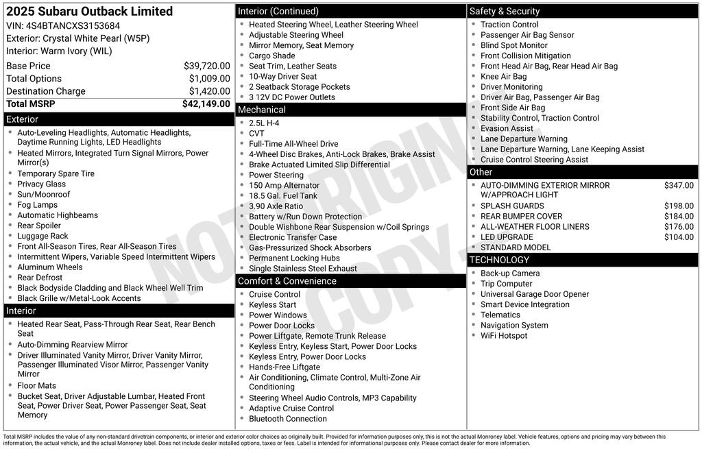 Used 2025 Subaru Outback Limited image 7