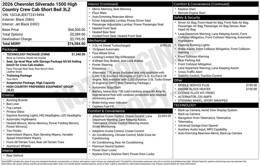 New 2026 Chevrolet Silverado 1500 High Country w/ Technology Package AWD/4WD image 23