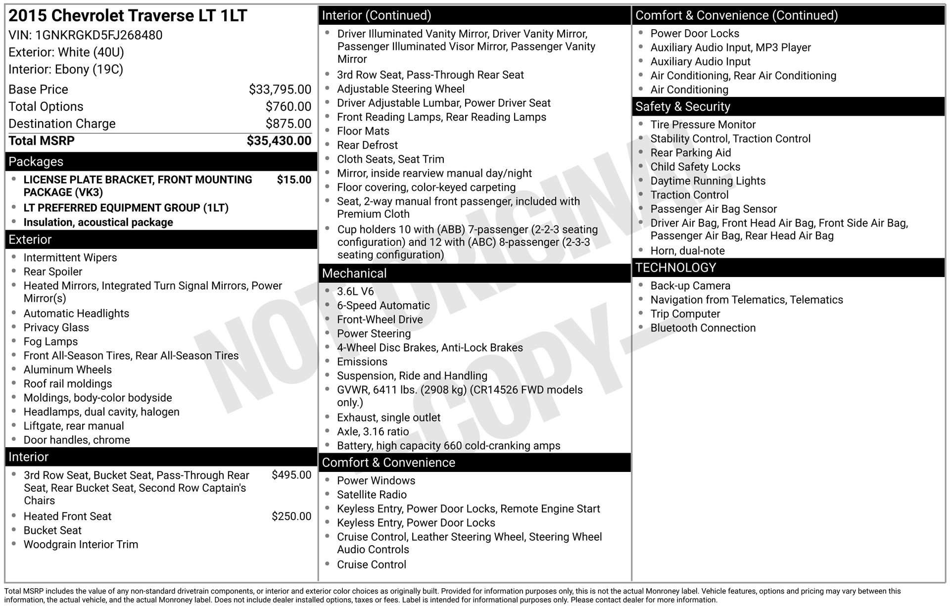Used 2015 Chevrolet Traverse LT image 3