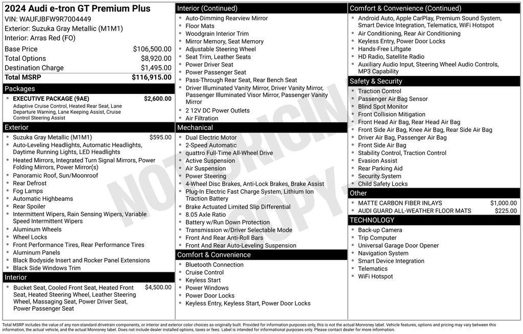 Certified 2024 Audi e-tron GT Premium Plus w/ Executive Package AWD/4WD image 6