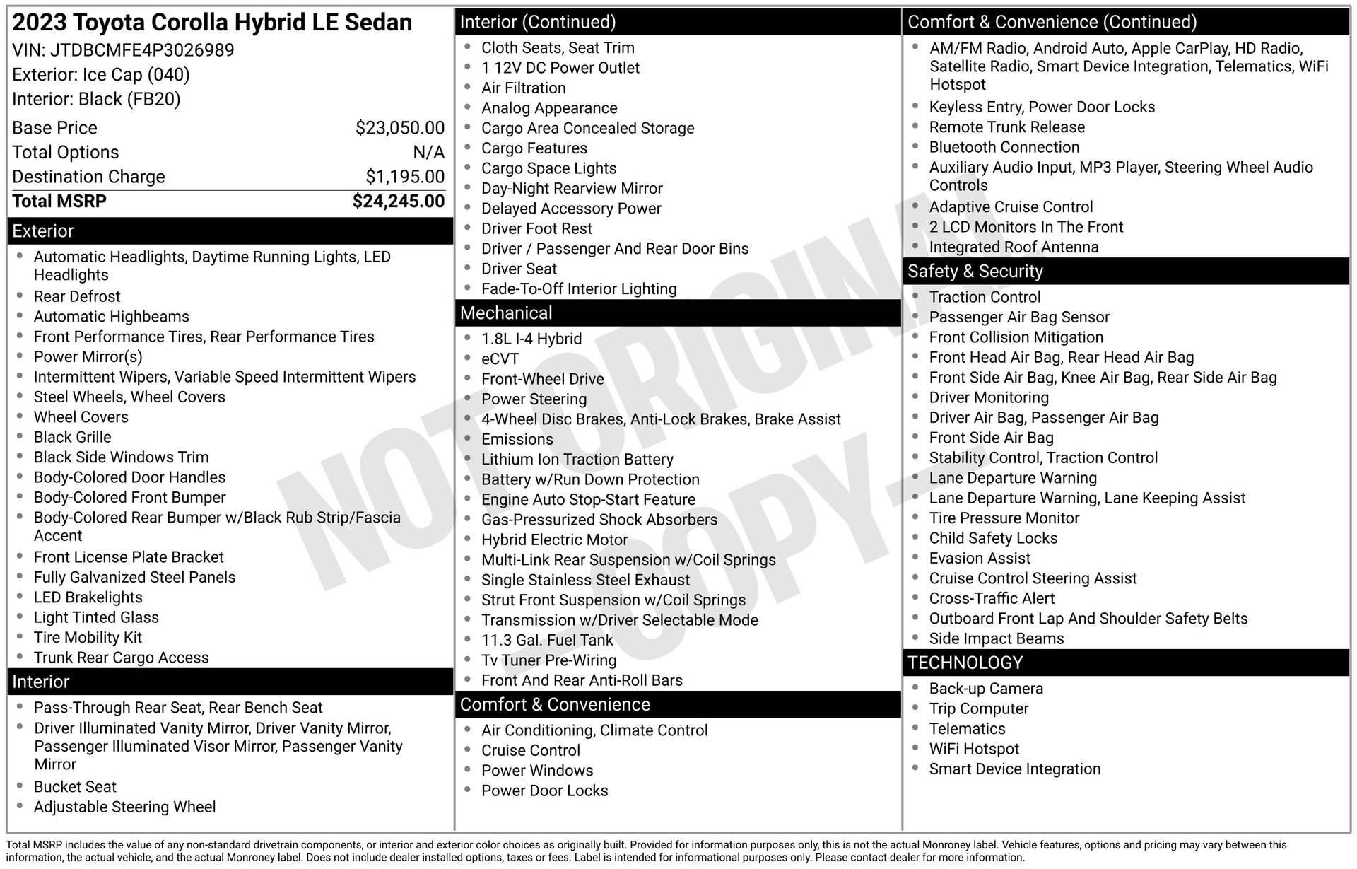 Used 2023 Toyota Corolla LE