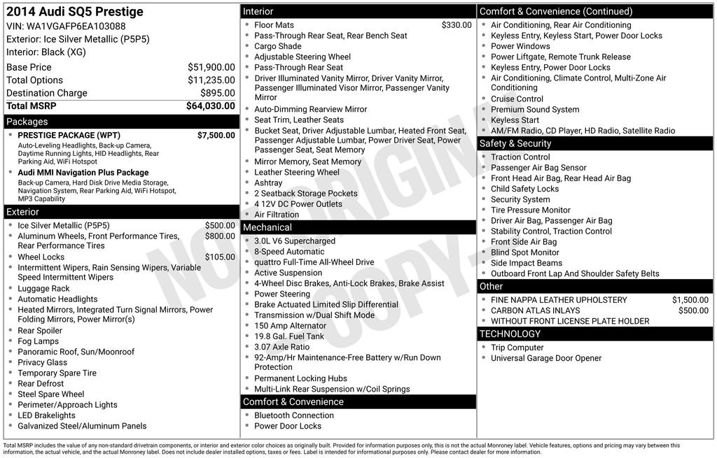 Used 2014 Audi SQ5 Prestige w/ Prestige Package AWD/4WD image 5