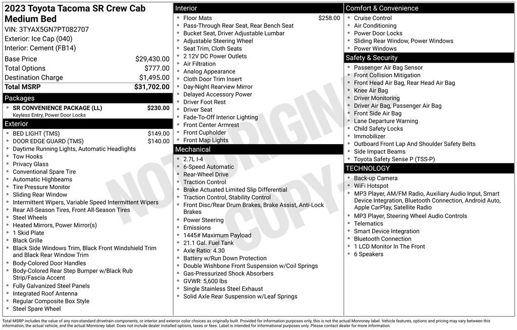 Used 2023 Toyota Tacoma SR w/ SR Convenience Package RWD image 30