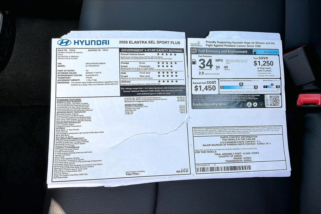 New 2026 Hyundai Elantra SEL Sport FWD image 31