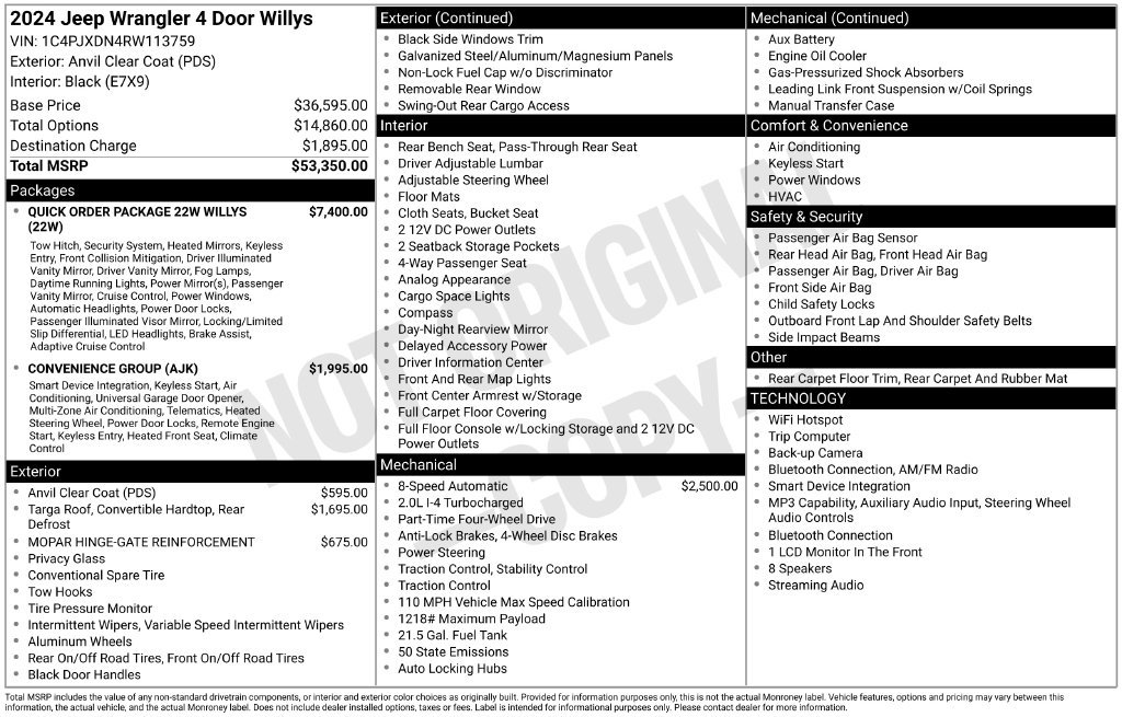 Used 2024 Jeep Wrangler Unlimited Sport AWD/4WD image 13