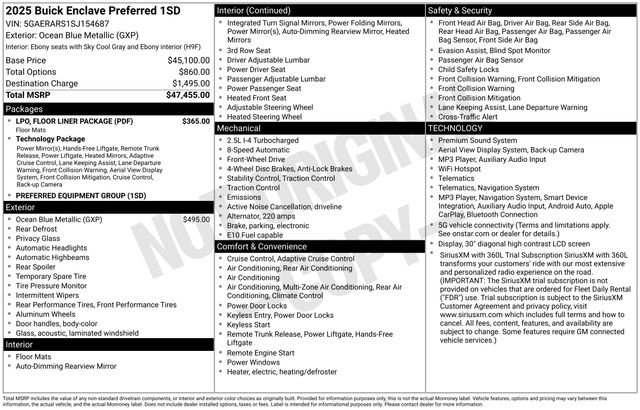 Certified 2025 Buick Enclave Preferred w/ LPO, Floor Liner Package FWD image 6