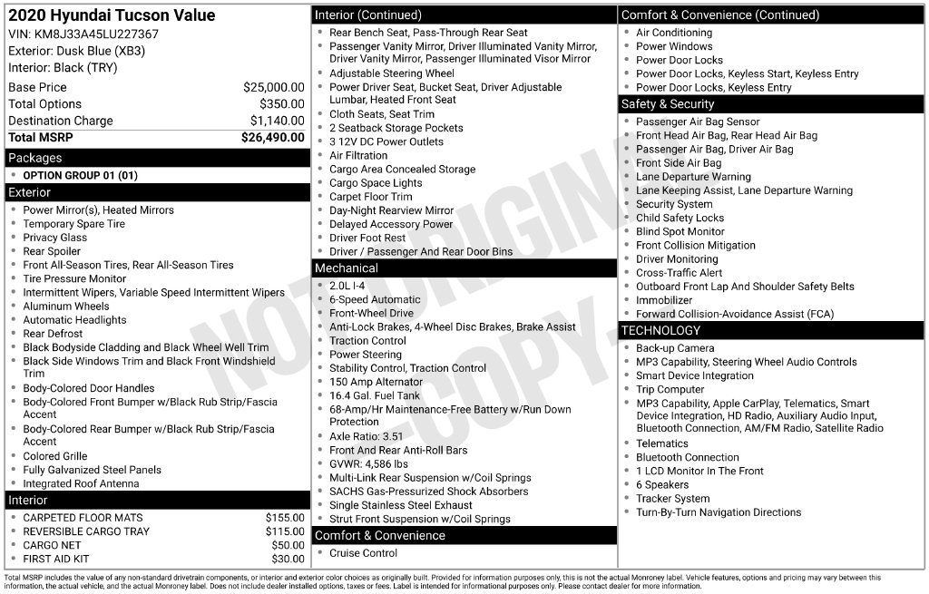 Used 2020 Hyundai Tucson Value FWD image 16