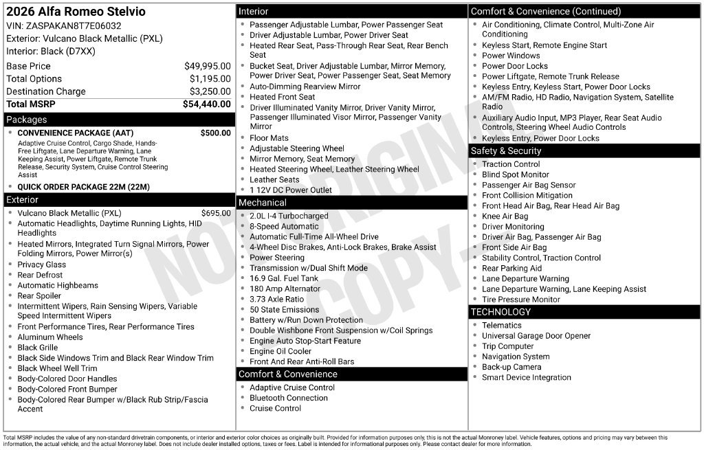 New 2026 Alfa Romeo Stelvio Sprint w/ Convenience Package AWD/4WD image 6
