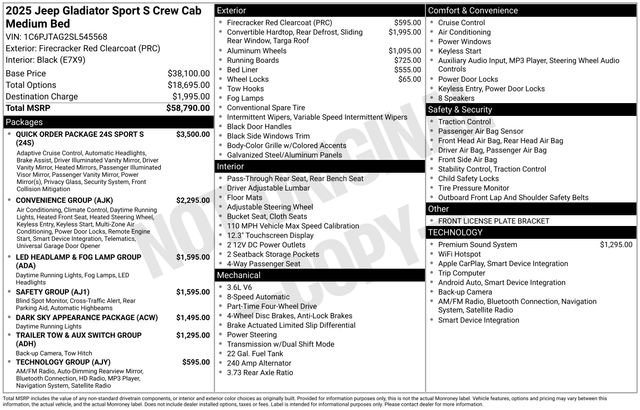 New 2025 Jeep Gladiator Sport AWD/4WD image 34