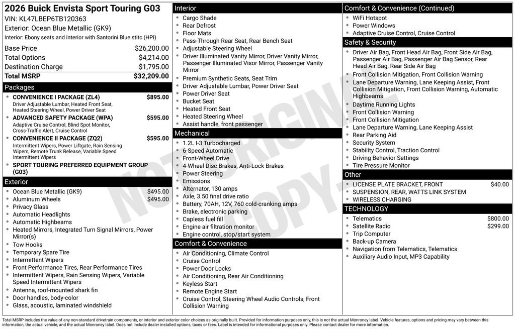New 2026 Buick Envista Sport Touring w/ Convenience I Package FWD image 4