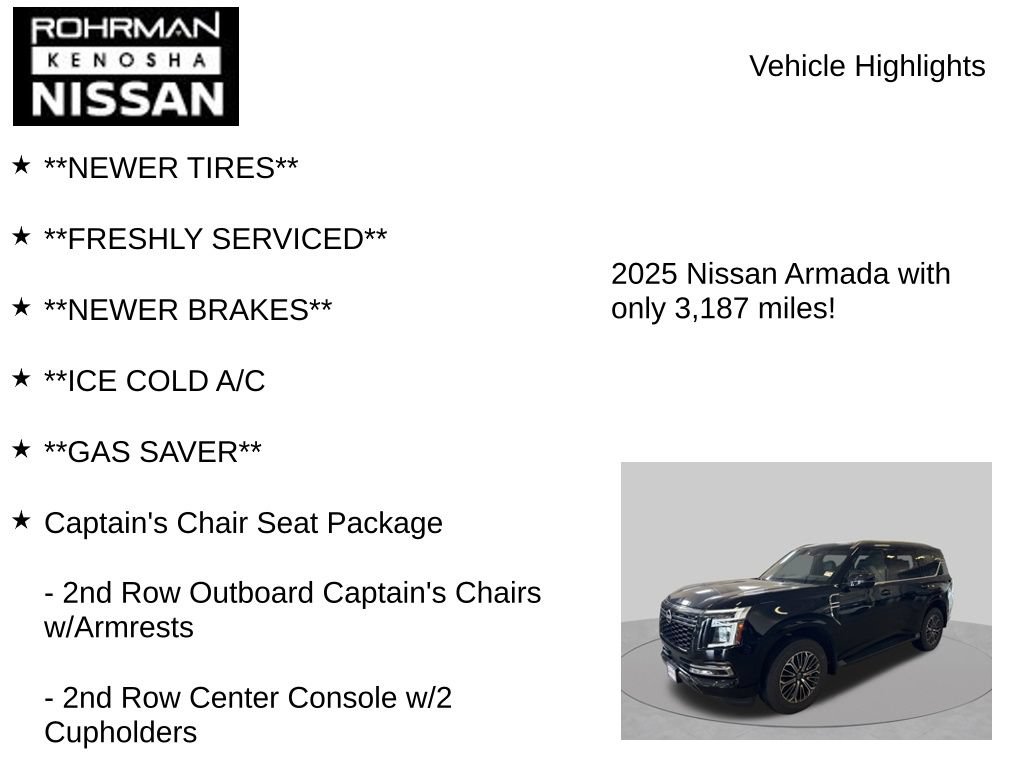 Certified 2025 Nissan Armada SL w/ Captain's Chari Seat Package AWD/4WD image 8