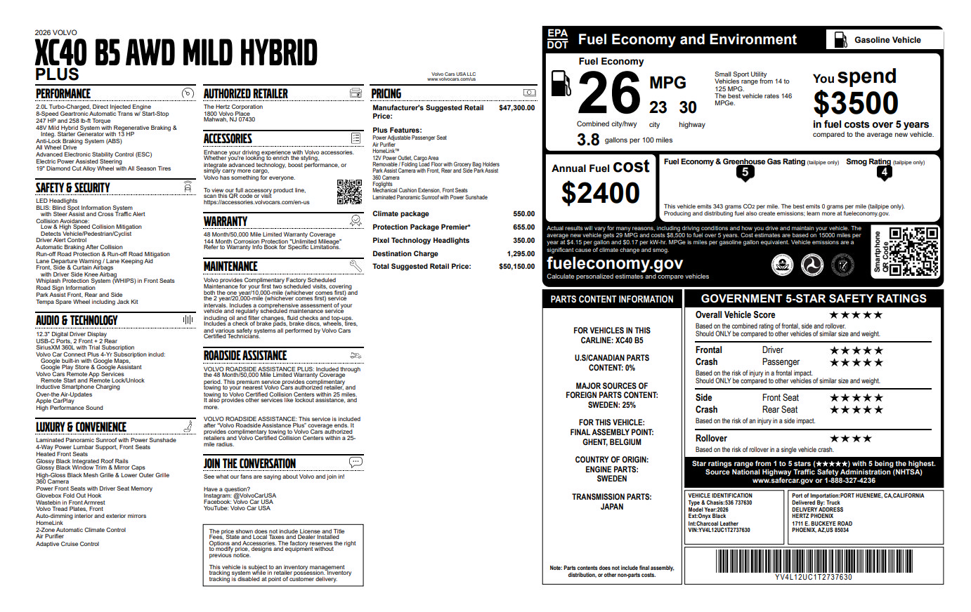 Certified 2026 Volvo XC40 B5 Plus AWD/4WD image 32