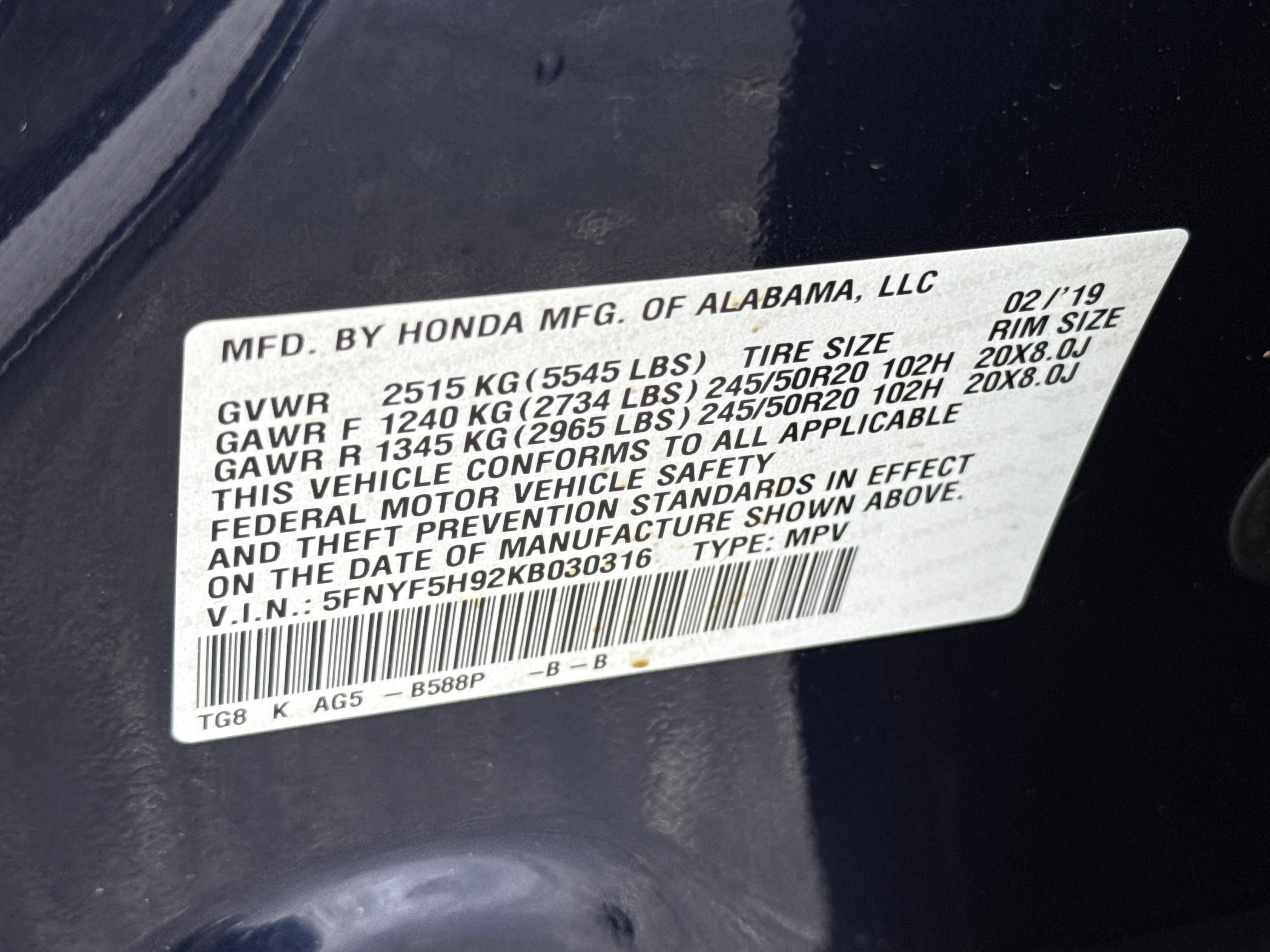 Certified 2019 Honda Pilot Touring image 42