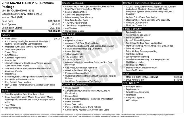 Used 2023 MAZDA CX-30 AWD 2.5 S w/ Premium Package image 10