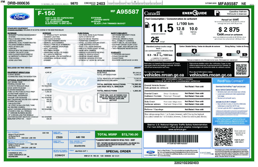 Used 2021 Ford F150 Lariat w/ Equipment Group 502A High AWD/4WD image 46