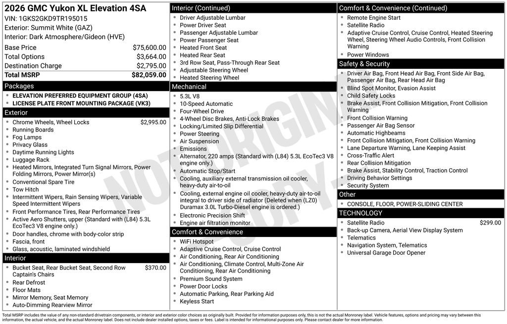 New 2026 GMC Yukon XL Elevation AWD/4WD image 46