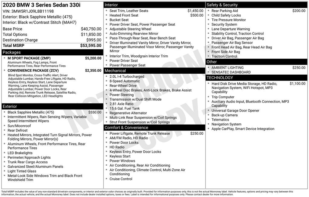 Used 2020 BMW 330i Sedan w/ M Sport Package RWD image 11