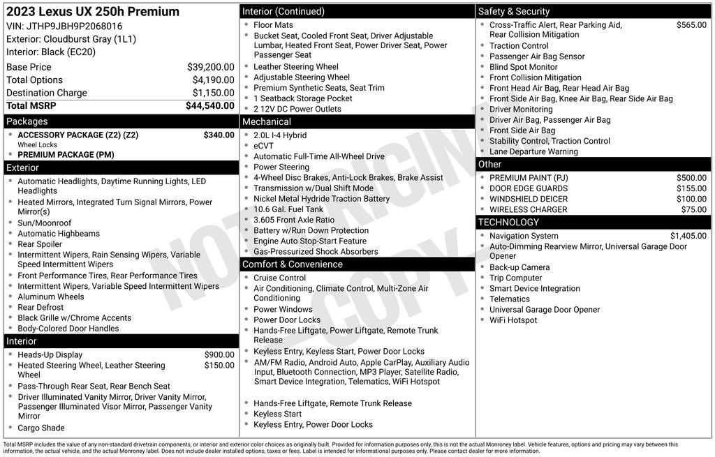 Used 2023 Lexus UX 250h AWD w/ Accessory Package (Z2) image 36